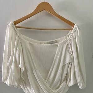 New Sachin + Babi Designer White Off the Shoulder Crop top in size Large 12